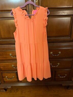 Sleeveless Ruffled Orange Dress EUC XL